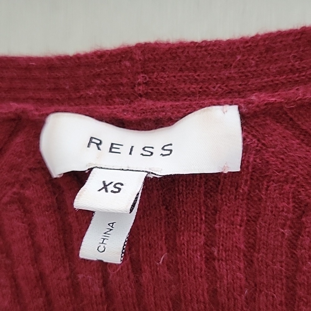 Reiss V-Neck Sweater Women Size XS Plum Purple Red Fine Knit - Picture 5 of 7